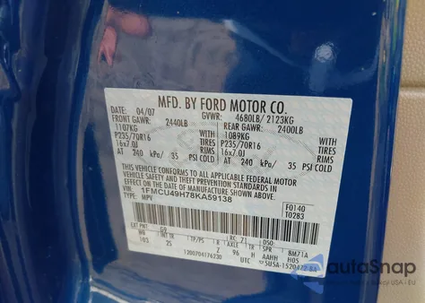 2008 Ford Escape Hybrid z USA, uszkodzony, nr VIN 1FMCU49H78KA59138